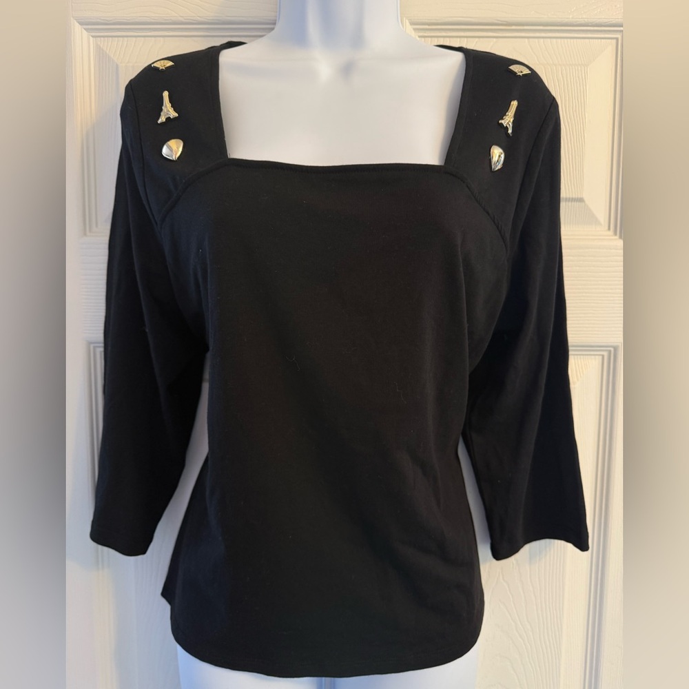 Karl Lagerfeld Black Tunic with Gold Details - Size XL